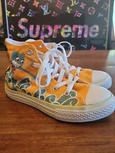 Converse Chuck Taylor Orange Surfing Cat Kids Size 1 New - Picture 1 of 12