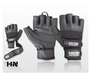 WEIGHT LIFTING PADDED LEATHER GLOVES FITNESS TRAINING BODY BUILDING GYM STRAPS - Picture 1 of 17