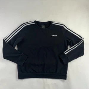 Adidas Sweater Large Black Youth Athletic Long Sleeve 3 Stripes 2019 Used Faded - Picture 1 of 11