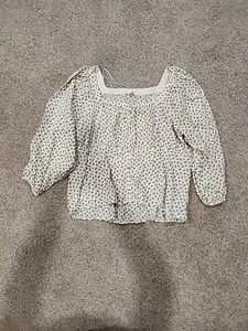 Old Navy Damen XXL creme und gold 3/4 Ärmel eckiger Ausschnitt Bluse - Bild 1 von 8