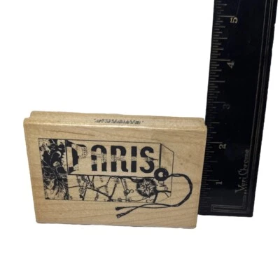 Dawn Houser Paris France Map Collage Ticket Rubber Stamp Handmade Inkadinkado - Image 1 of 4