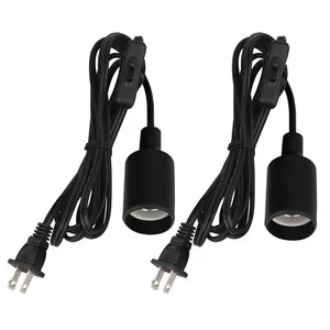 2 Pack Pendant Light Cord Socket 10ft E26 Hanging Lamp Socket With On Off Switch - Picture 1 of 9