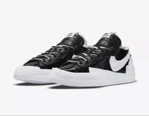 Nike Blazer Low x Sacai Black Patent Leather 2022 (DM6443-100)  Mens Size 10.5 - Picture 1 of 5