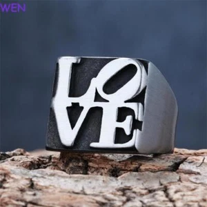 Herren Simplicity Buchstaben Ring Edelstahl Herren Silber Größe 7-13 - Bild 1 von 6