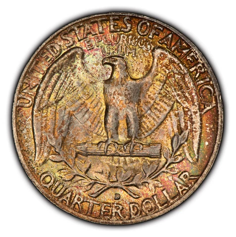 1960-D 25c Silver Washington Quarter - PQ Rainbow Toning - BU - SKU-Z3998 Cover