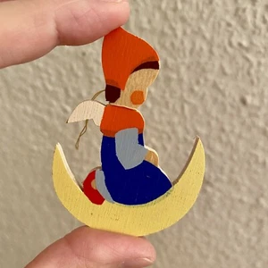 Vintage Christbaumschmuck Figur Holz Spielzeug Deko Hellerkunst Mini Engel Alt - Bild 1 von 4