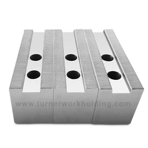 Soft Jaw Set (3 Pcs) for 6" Kitagawa B206 Samchully Chuck- 2" ht, Steel, Flat - Picture 1 of 7