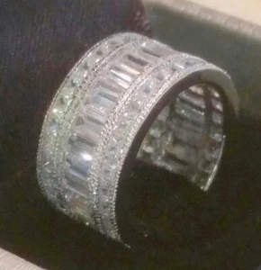 3 kt Prinzessin strahlender Schliff Ewigkeit Band Ehering simulierter Diamant Sterling - Bild 1 von 9