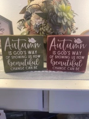 FARMHOUSE,HOME DECOR,HANDPAINTED,RUSTIC- AUTUMN IS GODS WAY- WOOD SIGN - Image 1 of 3