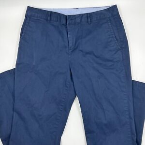 LL Bean Womens Favorite Fit Chino Pants Size 8 Blue Cotton Stretch Straight Leg
