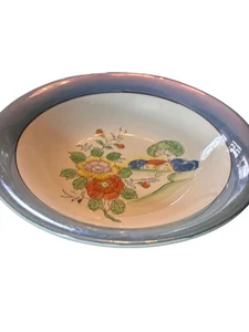 Vintage Vegetable Bowl ~Red & Yellow Flowers ~ House ~ Made in Japan ~Nippon? - Picture 1 of 5