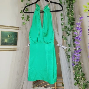 Mini abito donna Marciano Los Angeles verde smeraldo senza maniche full zip taglia 4 - Foto 1 di 7
