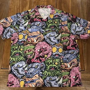Geek Chic Custom Hawaiian Shirt Ninja Turtles Villains Men 2XL Krang Etc - Picture 1 of 4