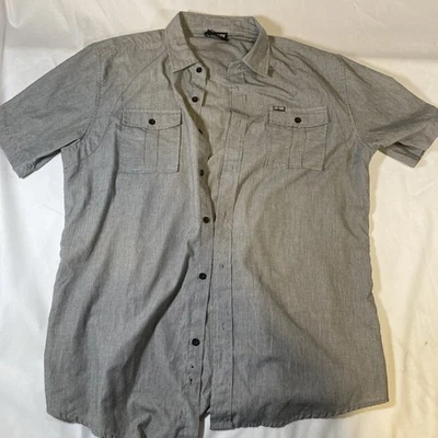Camisa Zoo York Para Hombres Gris Rayas Abotonada Talla XL Manga Corta Doble Bolsillo  Foto 1 de 4