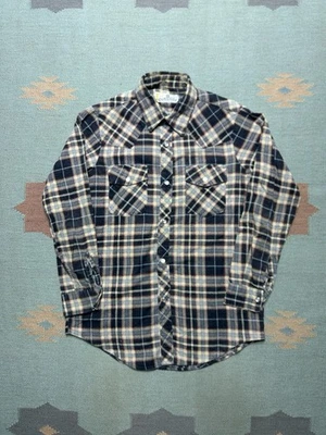 Camisa Vintage Años 70 Perla Franela a Presión Algodón Sanforizado Cuadros Niños 18 Hombre’s S/XS Foto 1 de 4