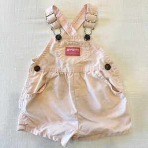 Vintage USA Oshkosh Floral Shortalls 3/6 M Baby Rosa Blumen Overall - Bild 1 von 10