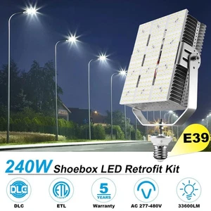 240W LED Retrofit Kits Light 5000K 277-480V Shoebox Replacement Pole Fixture E39 - Picture 1 of 11