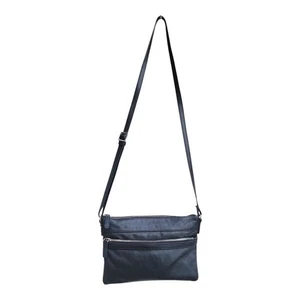 Margot Black Leather Crossbody Bag 10.5x7.5 Adjustable Strap Zip Pockets M31 - Picture 1 of 12