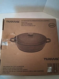 Nuovva Aluminiumguss flache Kasserolle mit Deckel 5 Quart. Outdoor Kochen schwarz - Bild 1 von 7