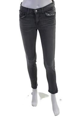 Pantalones de mezclilla ajustados de tiro medio de cinco bolsillos grises talla 27 de la marca J para mujer Foto 1 de 4