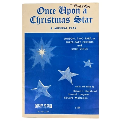 Once Upon a Christmas Star Musical Play Choral Book Pro Art Score 1961 Vintage - Image 1 of 4