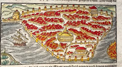 CONSTANTINOPLA 1564 MUNSTER SEBASTIAN ANTIGUO GRABADO VISTA SIGLO XVI Foto 1 de 4