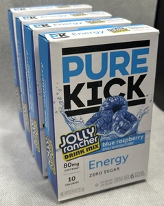 Pure Kick Jolly Rancher Blue Raspberry Drink Mix 6 Stick Each Lot of 4 - Picture 1 of 4