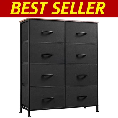 Multi-Functional 8 Drawer Storage Tower in Rustic Brown and Black Finishes - image 1 of 4