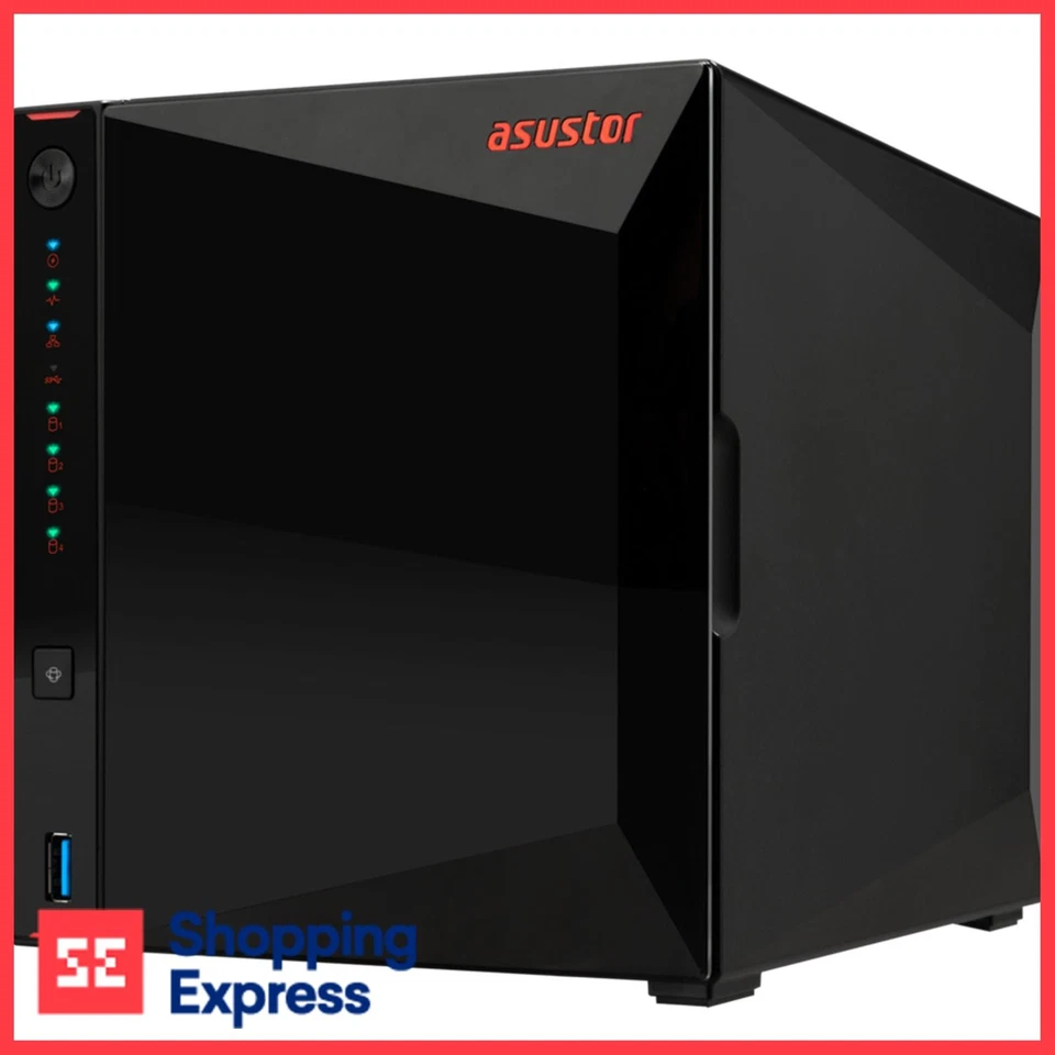 4 Bay Asustor AS5404T 2.5Gb NAS Unit with 4xNVMe Slots