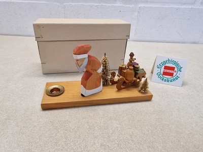 EXPERTIC Weihnachtsmann mit Schlitten Erzgebirge Holz Figur  OVP - Bild 1 von 4