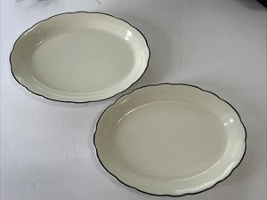 VTG Buffalo China Platter Scalloped Black Edge 9 x 11.5” Restaurant Ware Plate - Picture 1 of 14