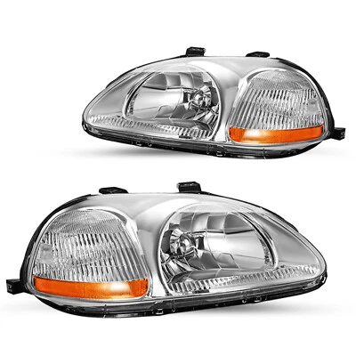 Conjunto de faros cromados L+R para Honda Civic EK EJ 1996 1997 1998 Foto 1 de 4