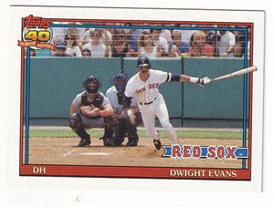 1991 Topps Baseball Karte #155 Dwight Evans Error Bold Logo Back Boston Red Sox - Bild 1 von 2