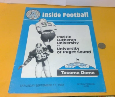 1983 PUGET SOUND v PACIFIC LUTHERAN COLLEGE FOOTBALL PROGRAM LOGGERS UPS LUTES - Image 1 of 4