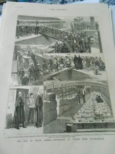 Old Antique Print 1878  The war in South Africa- departure of troops southampton - Imagen 1 de 1