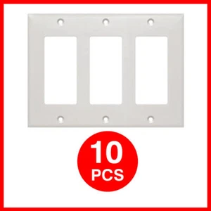Decorator Wall Plate Outlet Switch Cover Triple 3 Gang Faceplate White 10 Pack - Afbeelding 1 van 4