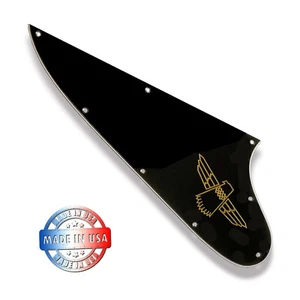 US Made 3 Ply Black Pickguard for 1987-1998 Gibson Thunderbird Bass + Gold Decal - Picture 1 of 9