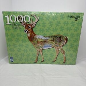 FX Schmid White Tailed Tale Deer Shaped 1000 Piece Puzzle Nature New And SEALED