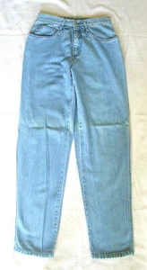 90's VINTAGE LIZ & CO. ALL-COTTON DENIM HIGH WAIST TAPERED BLUE JEANS~SZ 8~ NWOT - Picture 1 of 5