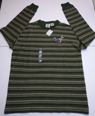 1996 Warner Bros Kids Roadrunner & Coyote Thermal Crew neck Long Sleeve XL DS 4V - Image 1 of 4