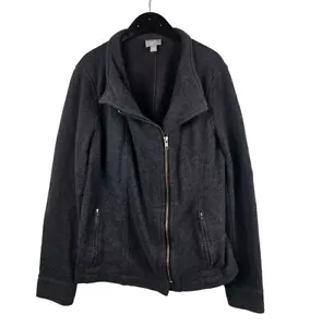 Medium J Jill Moto Jacke Baumwollmischung leicht grau Off Set Reißverschluss - Bild 1 von 5