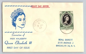 1953 GPO Dominica a New York 2D Incoronazione Sua Maestà Regina Elisabetta II Copertina FDC - Foto 1 di 2