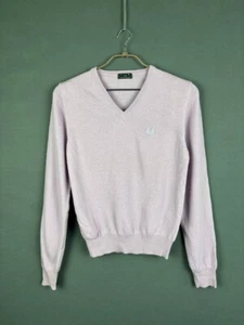 Fred Perry Mens Sweater Size M Gray Wool Long Sleeve V-Neck Pullover - Picture 1 of 6
