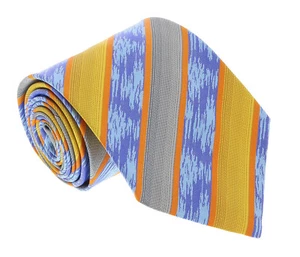 Missoni U3821 Orange/Blue/Gray Regimental 100% Silk Ties - Picture 1 of 3