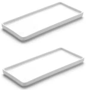 2 Pack Ceramic Bathroom Tray Vanity Sink Bathtub Organizer Tray Cosmetic Holders - Picture 1 of 8