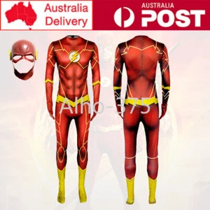 Adults The Flash Cosplay Costume Men's The Flash Jumpsuit Party Christmas Outfit - Picture 1 of 14