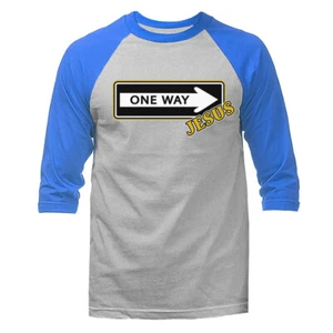 Jesús One Way Dios Religioso Cristiano Iglesia Bíblica Jesucristo Mangas 3/4 Raglan - Imagen 1 de 10