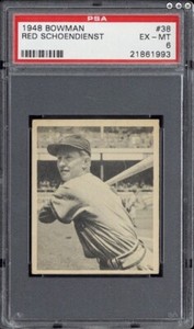 💥 Red Schoendienst 1948 Bowman #38 St. Louis Cardinal Rookie PSA 6 EX-MT