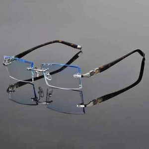 Deluxe Rimless Eyeglass Frames Cutting lenses  Glasses Eyewear Frame custom-made - Picture 1 of 15
