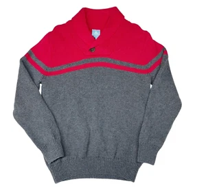 Gap Shawl Collar Color Block Sweater 5 Years Red Gray Colorblock - Picture 1 of 7